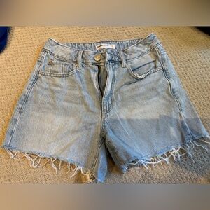 Garage Mom Denim Frayed Hem Shorts